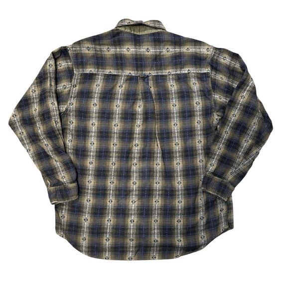VTG Columbia Button Up Shirt Mens L Flannel Southwest Aztec All Over Print Plaid - Picture 2 of 8